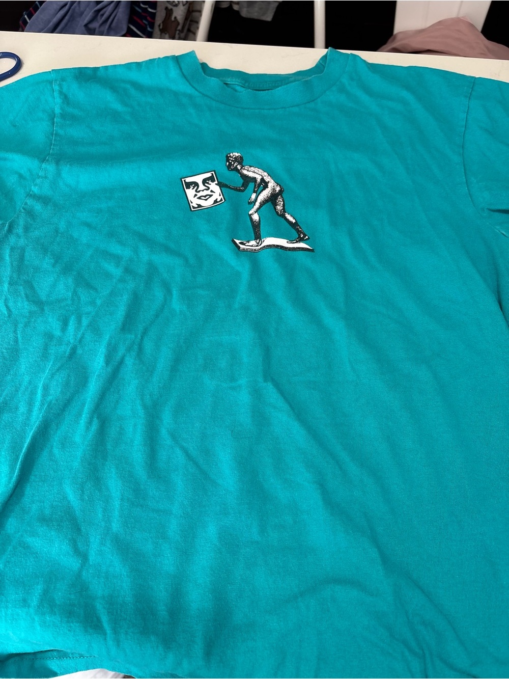 Obey Teal Graphic Short Sleeve Tee